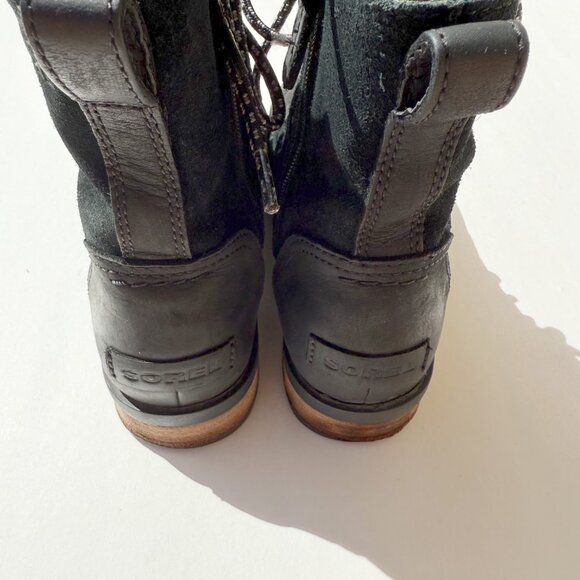 Sorel Emelie Black Combat Waterproof Ankle Boots - Picture 4 of 10